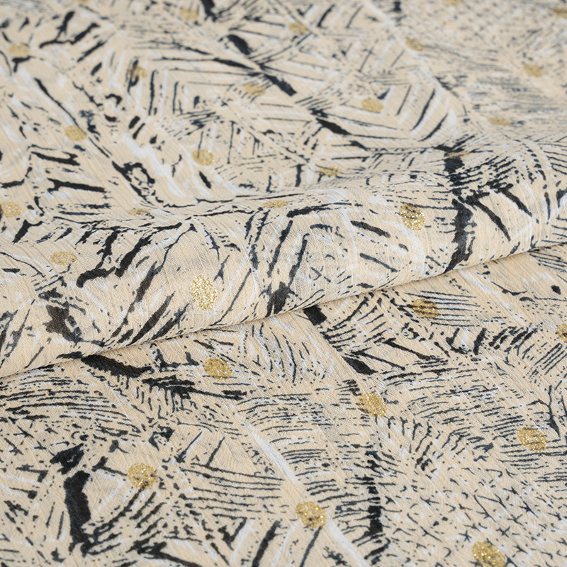 75D Chiffon Crepe szabálytalan rendetlen arany fonott nyomatszövet